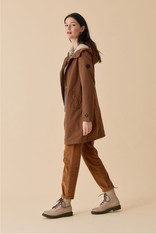 Parka longue unie capuche femme - vêtement tendance Diplodocus