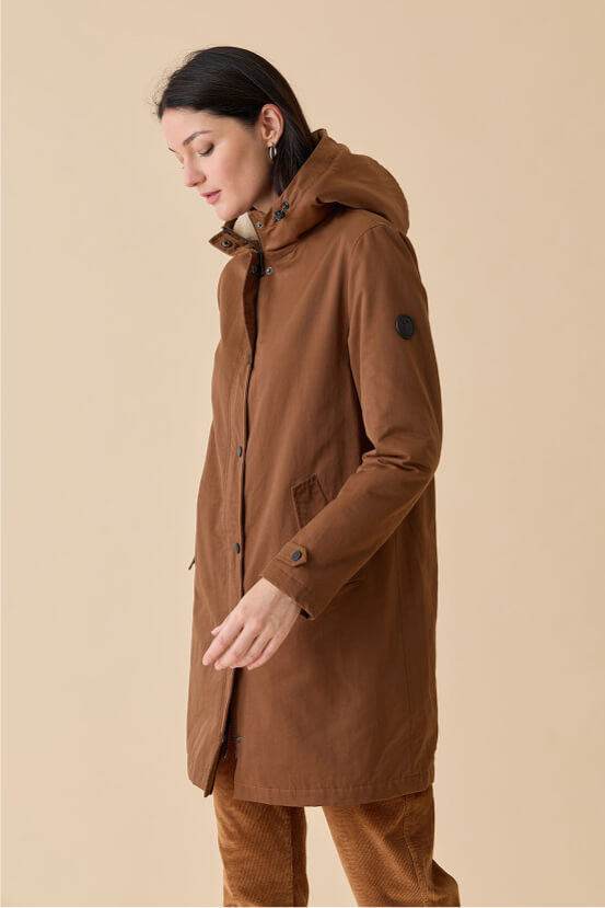 Parka longue unie capuche femme - vêtement tendance Diplodocus